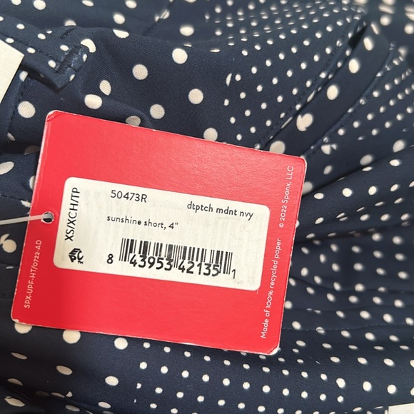 SPANX WOMENS SUNSHINE 4” SHORTS LIGHTWEIGHT POLKA DOT NAVY SZ XS NEW - Picture 8 of 11